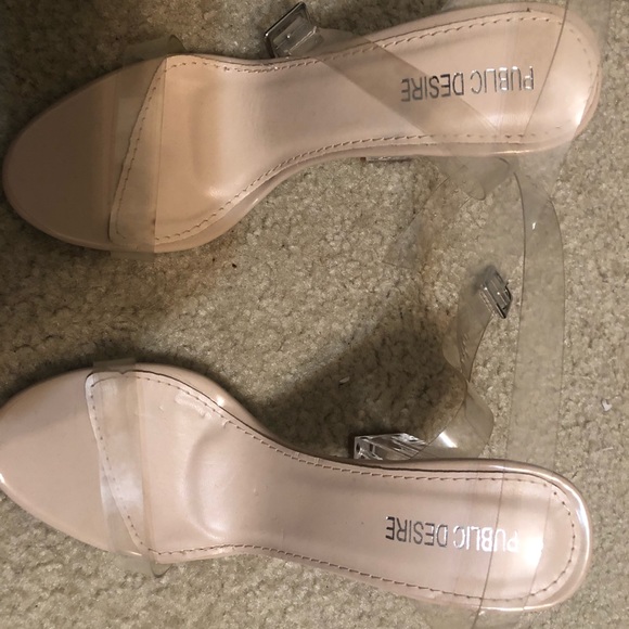 Clear Heel / Strap Nude Heels - Picture 1 of 4